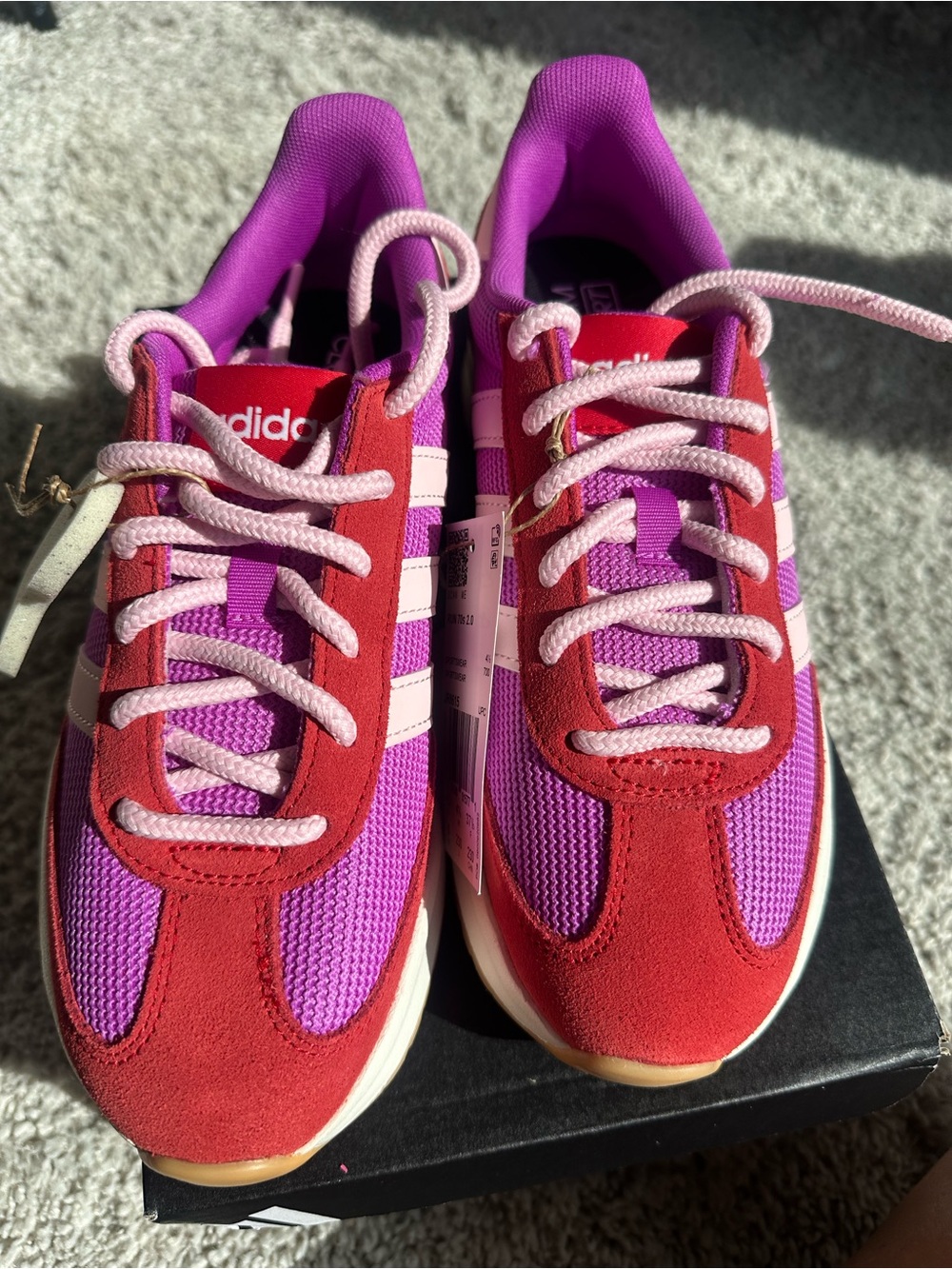 adidas Pink & Red Retro Runner Shoes size 6 women’s NWT cloudfoam